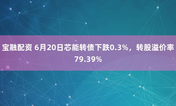 宝融配资 6月20日芯能转债下跌0.3%，转股溢价率79.39%
