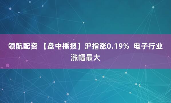 领航配资 【盘中播报】沪指涨0.19%  电子行业涨幅最大